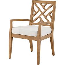 Teak Wood Outdoor Dining Chair With White Cushions